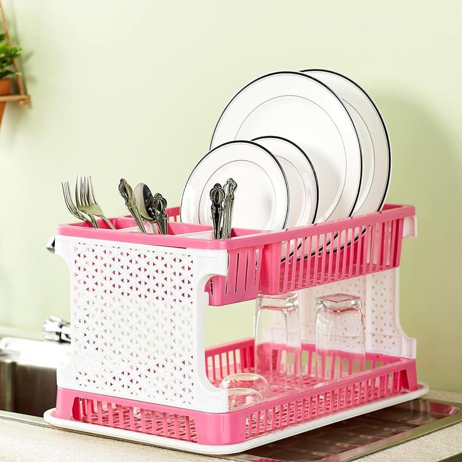 Plastic Kitchen Organizer Rack With Water Storing Tray Plastic Kitchen Organizer Rack With Water Storing Tray